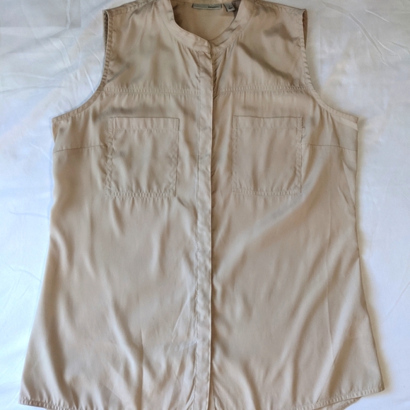 Halogen Nude Sleeveless Button Down Shirt Size Small - Picture 2 of 7